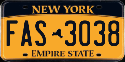 NY license plate FAS3038