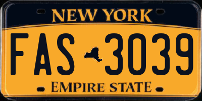 NY license plate FAS3039