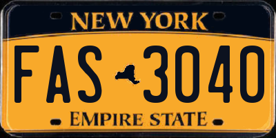 NY license plate FAS3040