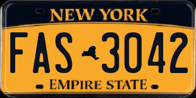 NY license plate FAS3042