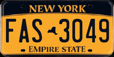 NY license plate FAS3049