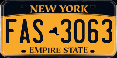 NY license plate FAS3063