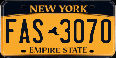 NY license plate FAS3070