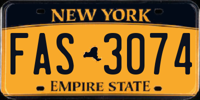 NY license plate FAS3074