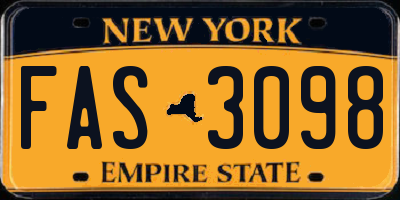 NY license plate FAS3098