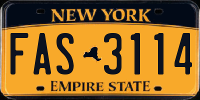 NY license plate FAS3114