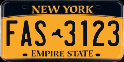 NY license plate FAS3123