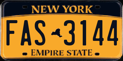 NY license plate FAS3144