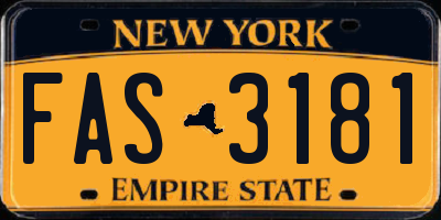 NY license plate FAS3181