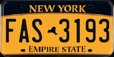 NY license plate FAS3193