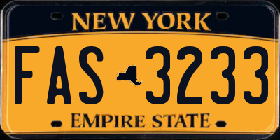 NY license plate FAS3233