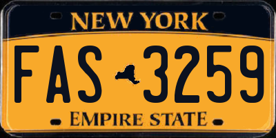 NY license plate FAS3259