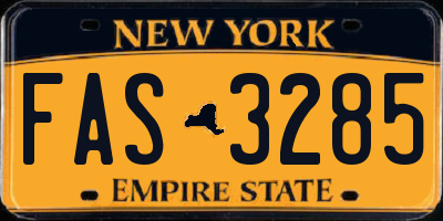 NY license plate FAS3285