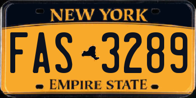 NY license plate FAS3289