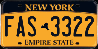 NY license plate FAS3322