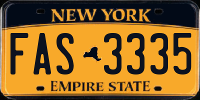 NY license plate FAS3335