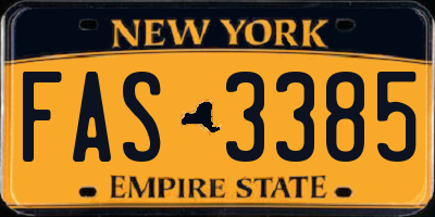 NY license plate FAS3385
