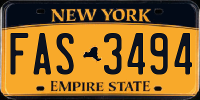 NY license plate FAS3494