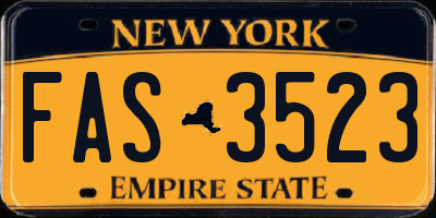 NY license plate FAS3523