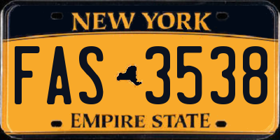 NY license plate FAS3538