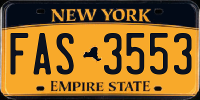 NY license plate FAS3553