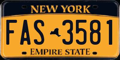 NY license plate FAS3581