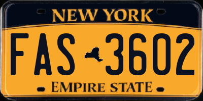 NY license plate FAS3602
