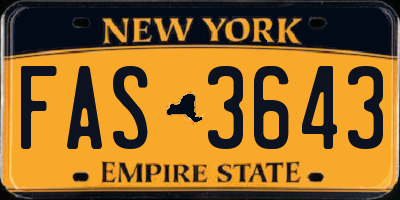 NY license plate FAS3643