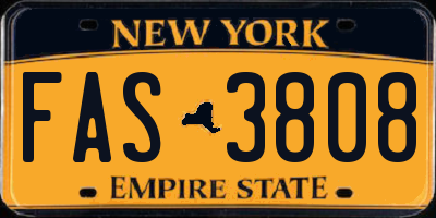 NY license plate FAS3808
