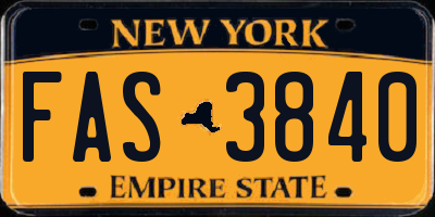 NY license plate FAS3840