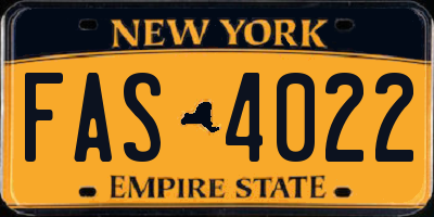 NY license plate FAS4022