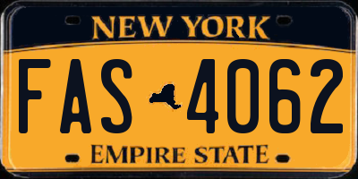 NY license plate FAS4062
