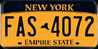 NY license plate FAS4072