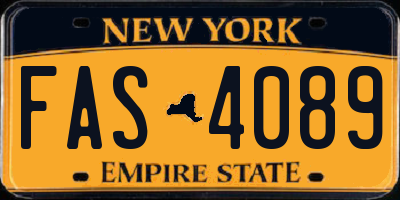 NY license plate FAS4089