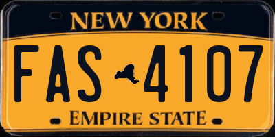 NY license plate FAS4107