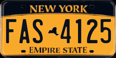NY license plate FAS4125