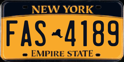 NY license plate FAS4189