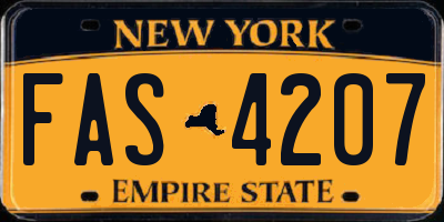 NY license plate FAS4207