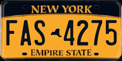 NY license plate FAS4275