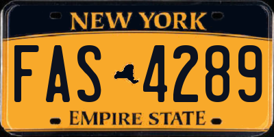 NY license plate FAS4289