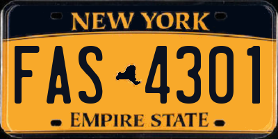 NY license plate FAS4301