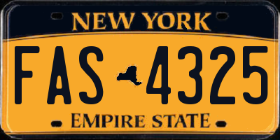 NY license plate FAS4325