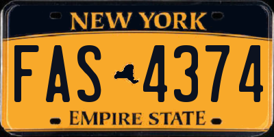 NY license plate FAS4374