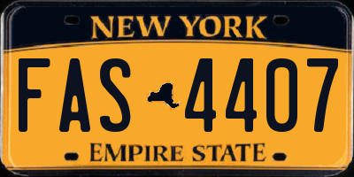 NY license plate FAS4407