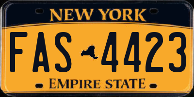 NY license plate FAS4423