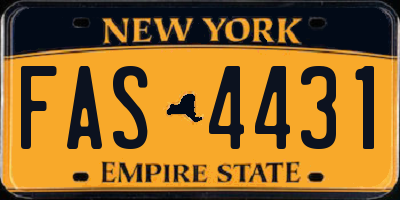 NY license plate FAS4431