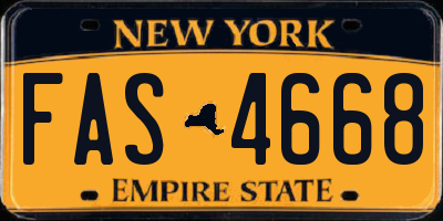 NY license plate FAS4668