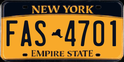 NY license plate FAS4701
