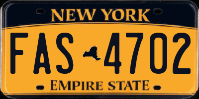 NY license plate FAS4702