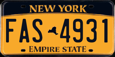 NY license plate FAS4931